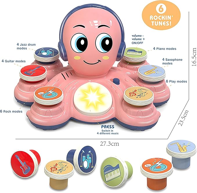 Baby Musical Toys Learning Toys for Toddlers, Octopus Music Toys, Preschooler Musical Educational Instruments Toy for Baby, Birthday Toys for Girls Boys