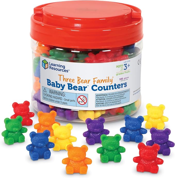 Learning Resources Baby Bear Counters - 102 Pieces, Ages 3+ | Grades Pre-K+ Toddler Learning Toys, Counters for Kids, Counting Manipulatives, Teddy Bear Counters by LearningResources