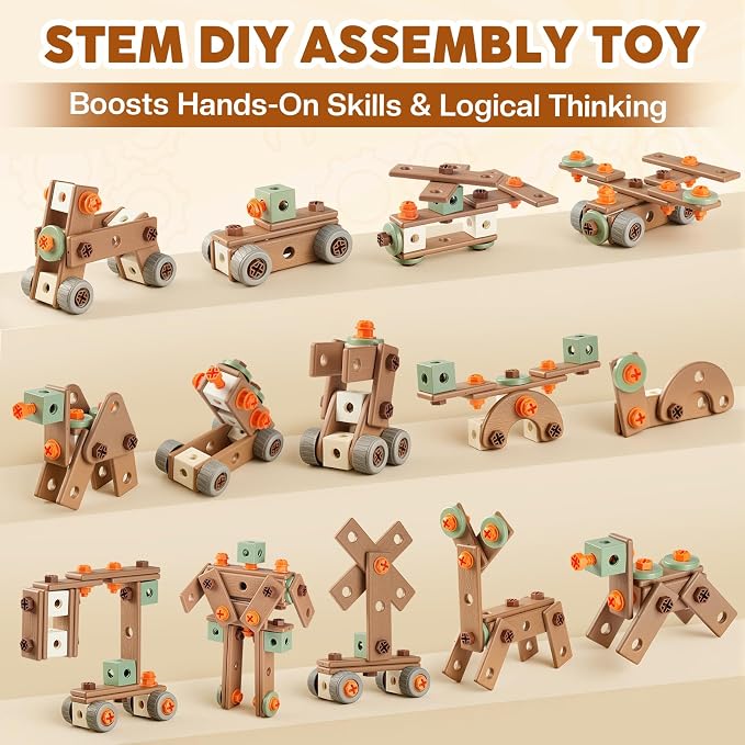 Kids Tool Set for 3-8, 158 PCS Construction Building Toys - Image 2