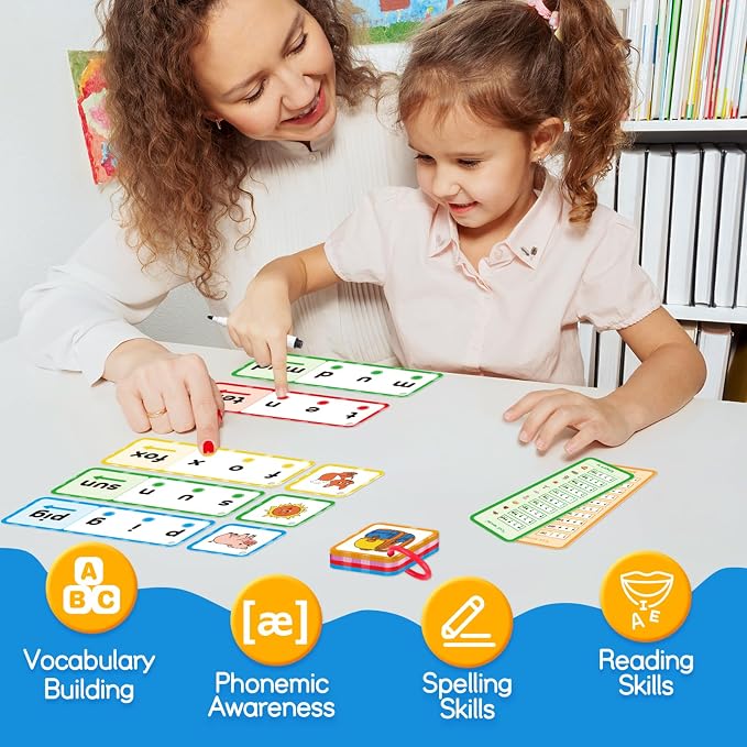 Kasfalci CVC Flash Cards Word Games,Back to School Supplies,Phonics Games,Speech Therapy Toys for Toddlers Kids,Spelling Reading Learning Games,Kindergarten Preschool Learning Activities - Image 5