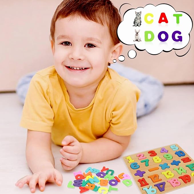 2 Pack Wooden Puzzles, Toddlers Alphabet Number Puzzles, ABC Learning Toys for Kids Ages 3-5, Preschool Learning Activities Gift Set for Boys & Girls - Image 5
