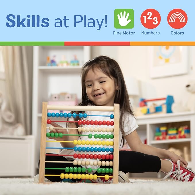 Melissa & Doug Abacus Classic Wooden Toy with 100 Beads - Preschool Learning Activities and Math Games for Kids, Homeschool Essentials for Ages 3+ - Image 5