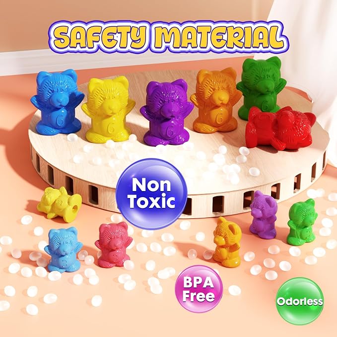 Bmag 120 PCS Counting Bears Math Manipulatives (60 Large & 60 Small Bears in 12 Colors), Color Sorting Toys for Toddlers 3+, Preschool & Kindergarten STEM Learning Educational Toys with Storage Jar - Image 5