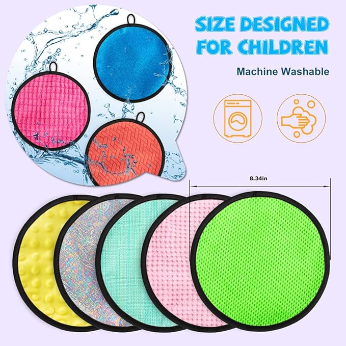 16 Set Round Sensory Mini Mats Textured Sensory Tiles - Sensory Toys for Autistic Children, Babies and Toddlers with Sensory Issues - Tactile Sensory Walls Sensory Mats for Fidgeting Activity