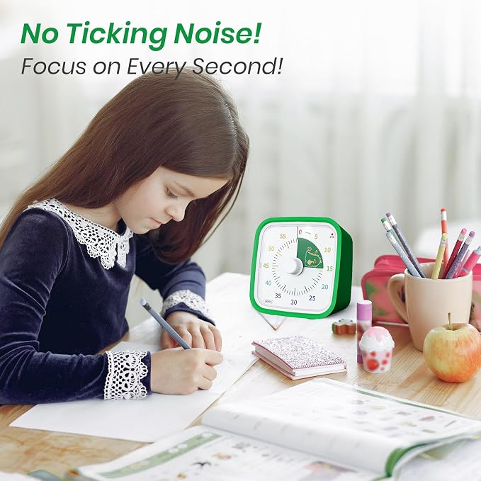Yunbaoit Dinosaur Visual Timer for Kids, 60-min Countdown Timer, Green - Image 6