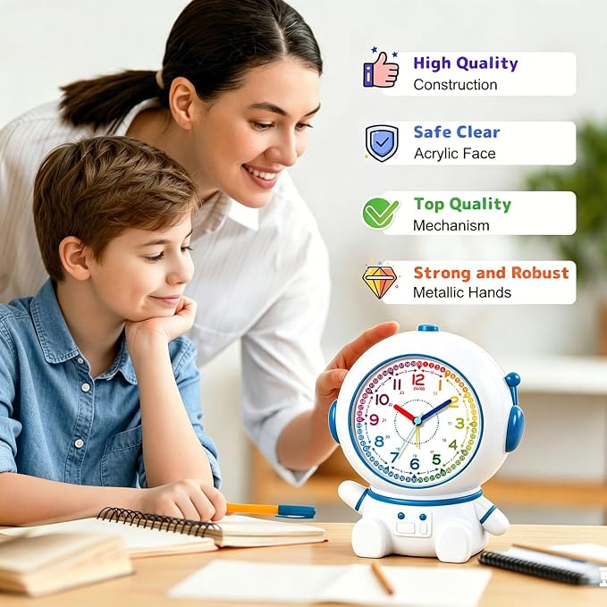 Analog Alarm Clock for Kids with Snooze and Nightlight, Cute Aatro Tabletop Lamp, Ring Alarm/Music Alarm Loud for Bedroom, Battery Powered,Kids’ Time Learning Perfect for Boys Girls Gifts - Image 2