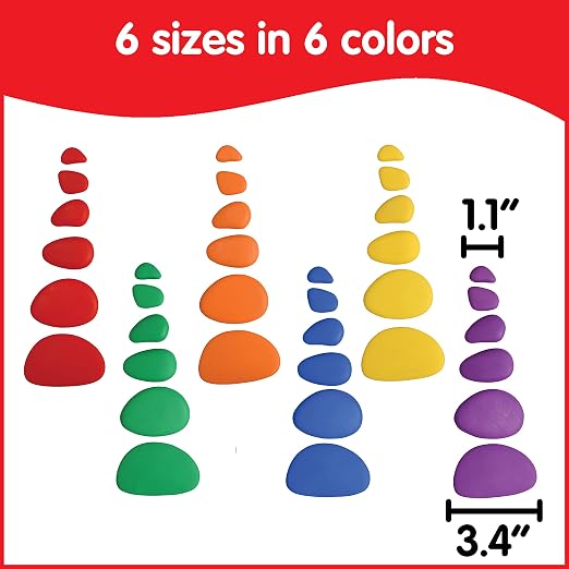 Rainbow Pebbles, Set of 36, Sorting and Stacking Stones - Image 3