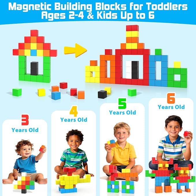 48PCS Large Magnetic Blocks, Magnet Building Cubes for Toddler 3+ Boy Girls - Image 3