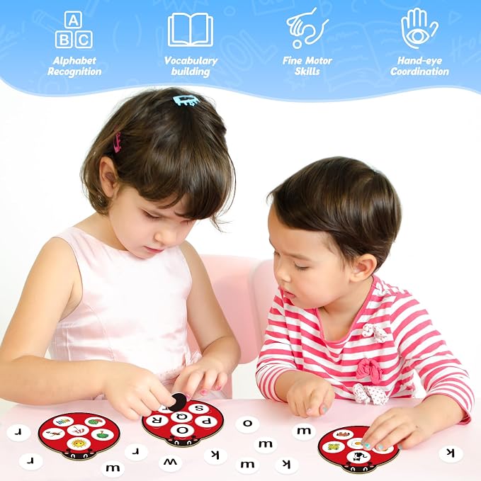 Kasfalci Alphabet Games for Kids Toddlers,Animal Cards,Alphabet Learning Toys,ABC Flash Cards,Speech Therapy,Letter Matching Board Games for Kids 3-6,Ladybug Toys,Preschool Classroom Must Haves - Image 3