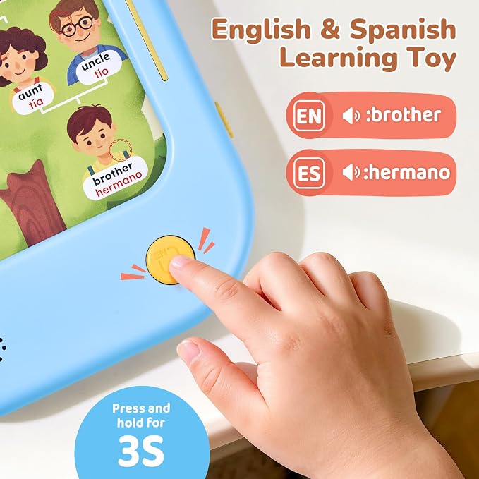 JoyCat Bilingual Kids Learning Tablet, 106 Spanish-English Talking Cards - Image 4