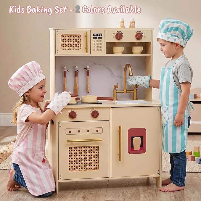 Kid Apron and Chef Hat Set, 3Pcs Children Cooking Baking Set Kits - Image 7