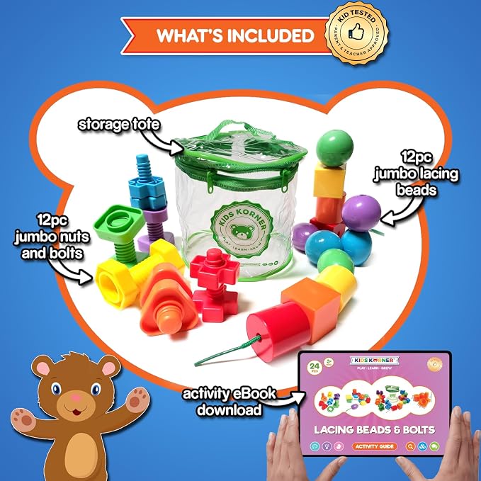 Twist & Lace Beads n Bolts - Match, Sort, Count & Play with 24pc + eBook - Image 2