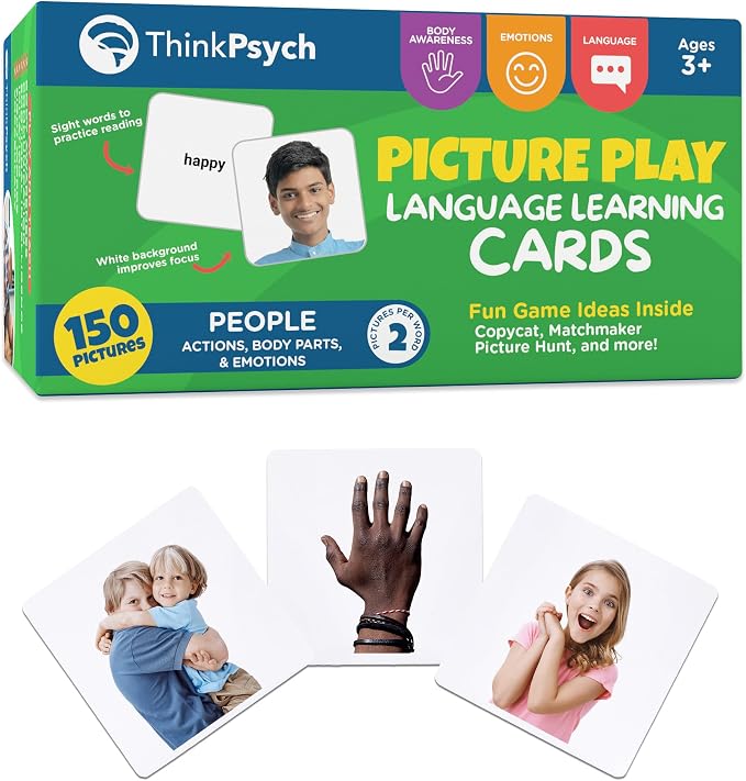 ThinkPsych Real People Picture Cards - 150 Body Parts, Emotions, and Verbs by ThinkPsych