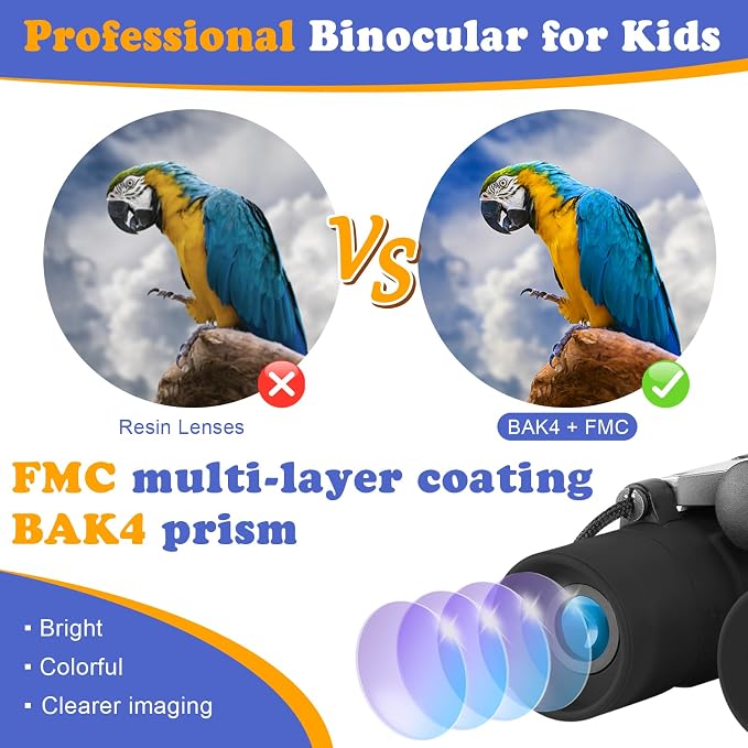 Real Binoculars for Kids Gifts for 3-12 Years Boys Girls 8x21 High-Resolution Optics Compact Toy Binocular for Bird Watching,Travel, Camping - Image 4