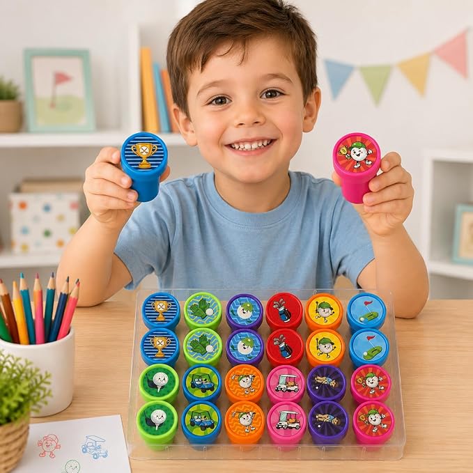 Cinrobiye 24 Pcs Golf Stampers Party Favor Set, Cute Sports Golf Stamps for Kids Birthday Party, Classroom Rewards, Carnival Prizes, Goody Bag Fillers, Sports Themed Party Supplies - Image 6