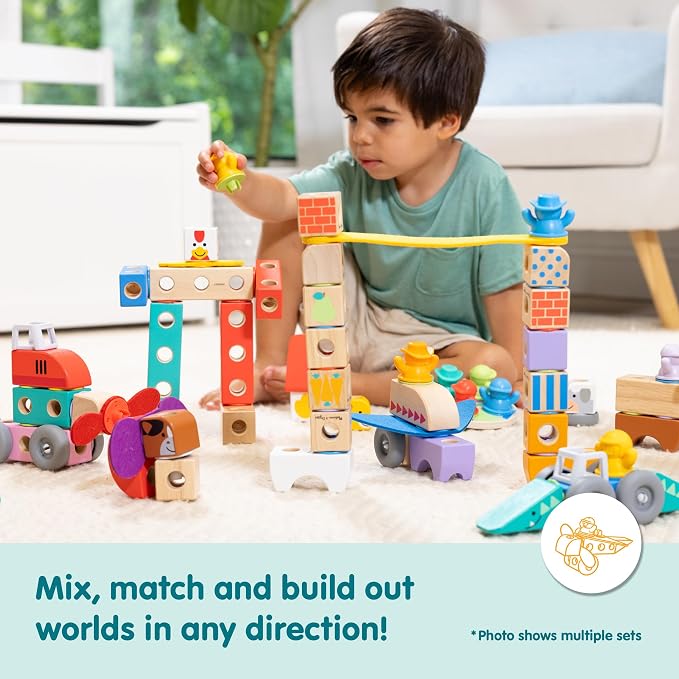 Melissa & Doug Blockables Town Connectable Wooden Building Blocks - Image 6