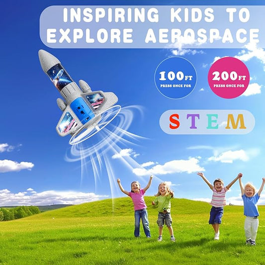 Rocket Launcher for Kids - 200 Ft of Flight Altitude, 2025 New Model Auto Electric Spinner Rocket Toys with Safe Parachute, Christmas Birthday Gifts for Boys & Girls Age 6 7 9 10 11 12 8-13 Years Old