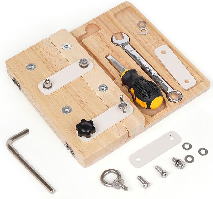 Busy Board,Montessori Screwdriver Board for Kids,Montessori Fine Motor Skills Toy, Screwd Tool Set, Sensory Toy for Toddlers,Educational Activity Set for Educational Preschool Gift for Boys by GHOOI