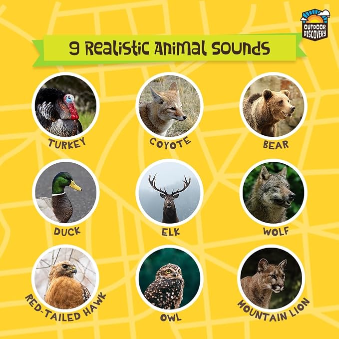 Toysmith Outdoor Discovery Hoot-N-Hollar Animal Caller Horn – 9 Realistic Wildlife Sounds Toy for Kids Ages 5+ – Portable Sound Effects Machine with Strap & Batteries Included - Image 3