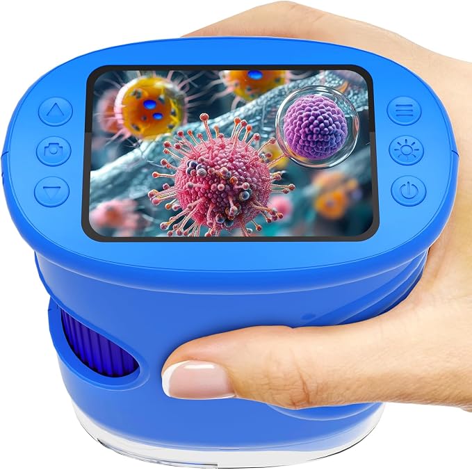 1000X Handheld Microscope for Kids: Pocket Digital Microscope with 2.0''IPS Screen&Photo/Video - Portable Edu Science Kits for Girls Boys - STEM Toys Birthday Gifts Ages 3-6 6-12(Blue) by pozifu