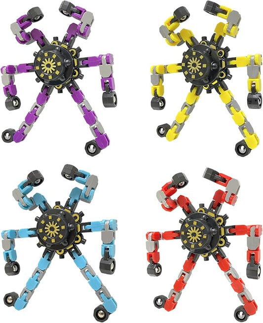 Fidget Toys Transformable Fidget Spinners ADHD Tools for Kids Adult Teen Toddler Autism Sensory Toys Juguetes para Niños 4 Pack Party Favors for Kids