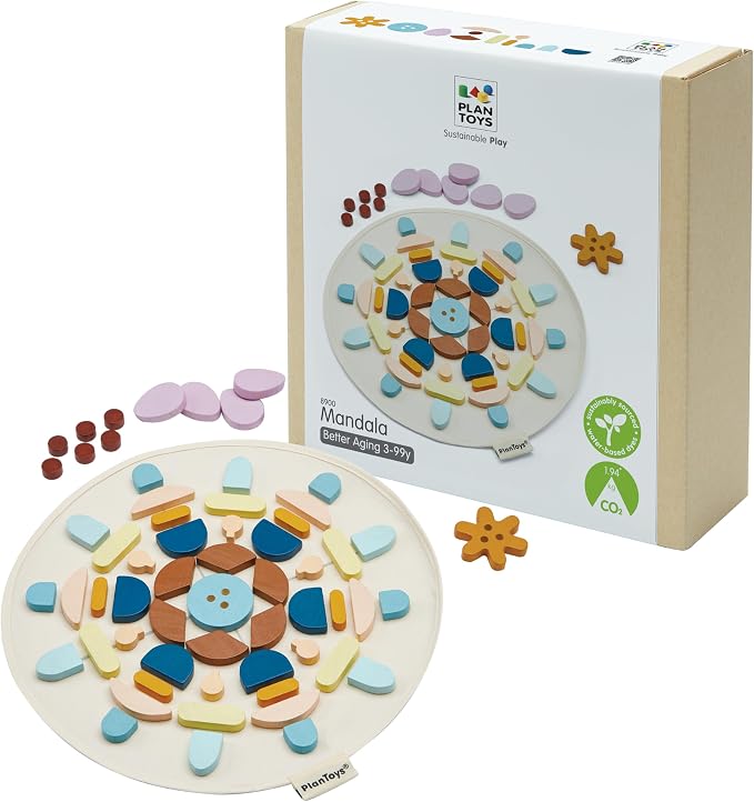 PlanToys® Wooden Mandala Set Montessori Inspired Open Ended Kids Play by PlanToys
