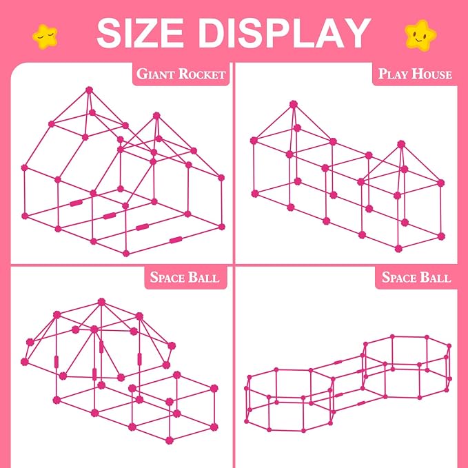 SpringFlower Fort Building Kit for Kids,STEM Construction Toys, Educational Gift for 4 5 6 7 8 9 10 11 12 Years Old Boys and Girls,Ultimate Creative Set for Indoor & Outdoors Activity,140 Pcs,Pink - Image 7