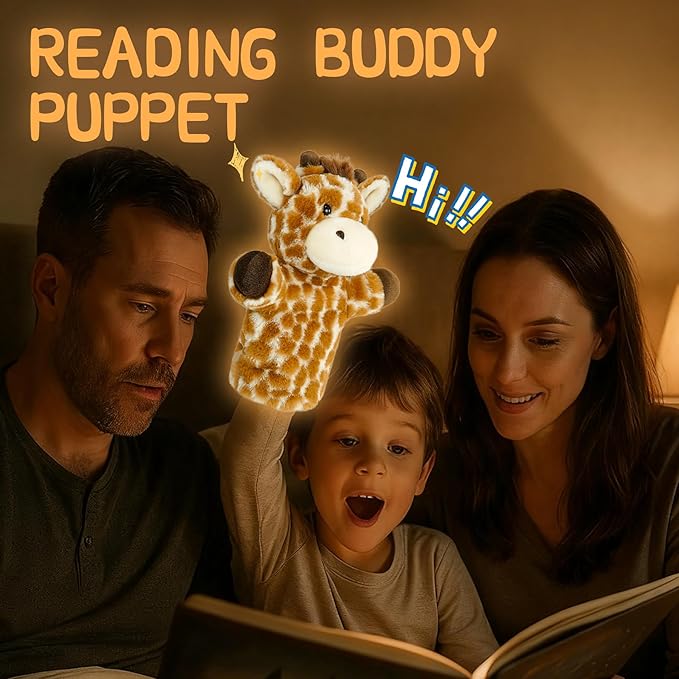 Soft Hand Puppet Large Safari Animal for Story Time Teaching Educational Toy Adult Hands Fit Washable Stuffed Long Neck Giraffe