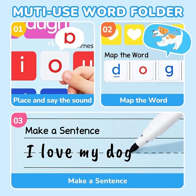 JoyCat 265 Phonics Magnetic Letter Tiles, ABC Word Building Kit with Folder - Image 2