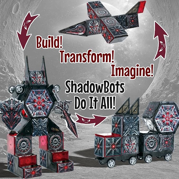 Little Pi Transformer Toys ShadowBots Magnetic Tiles,Transforming Robot Toy - Image 5