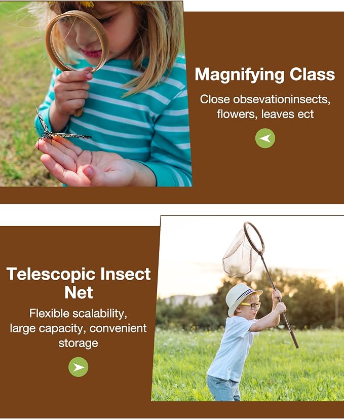 ROBOTIME Kids Explorer Kit, Outdoor Bug Catcher Kit for Kids with Magnifying Glass & Butterfly Net, Fun Bug Catching Kit for Backyard & Camping, Bug Catcher for Boys & Girls 3-12 - Image 4