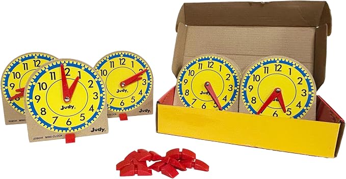 Judy Carson Dellosa 12 Mini Judy Clocks Set, 4" x 4" Learning Clock for Kids Ages 4-8, Kids Analog Clock for Teaching Time, Teaching Time Activity Set for Schools, Homeschool and Daycare - Image 4