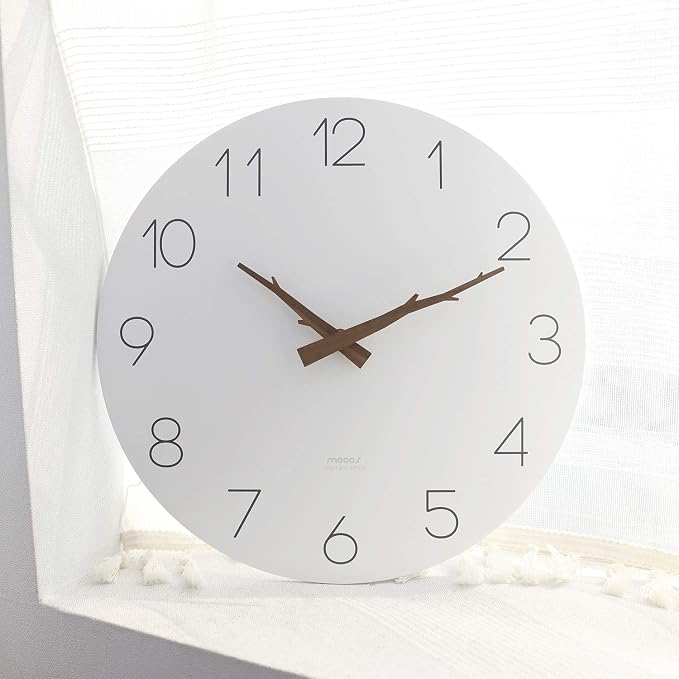 mooas Flatwood Wall Clock (Twig),12" Non-Ticking Sweep Movement - Image 7