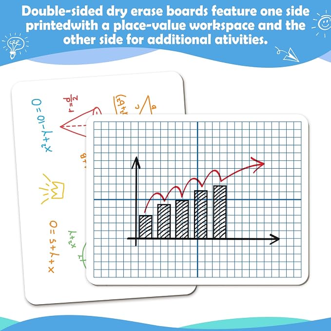 Dry Erase XY Axis Graph Whiteboard,9" x 12" Interactive Learning Coordinate Grid Double-Sided Dry Erase Board,Math Manipulatives White Board for Students,Classroom and Home,Small White Board Dry Erase - Image 3