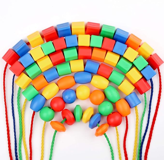 BMTOYS Lacing Beads for Kids - 70pcs Threading Beads Occupational Therapy Toys for Kids Fine Motor Skills Developmental Activity OT Toys - Image 2