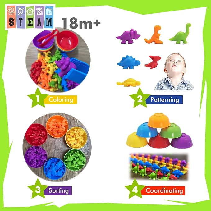 UNIQUE KIDS Counting Educational Learning Toy Set with Sorting Cups - Engaging Sensory Color Classification Training Game for Toddlers Preschoolers Ages 3 Years and Up - Image 2