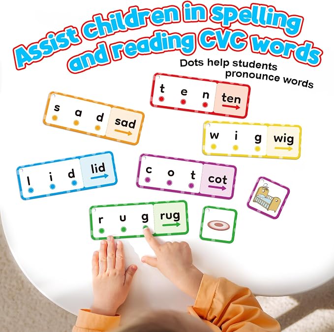 CVC Word Games, Phonics Games Flash Cards, Speech Therapy Toys for Toddlers & Kids, Learn to Read & Spell, Preschool & Kindergarten Learning Activities, Educational Toy - Image 6