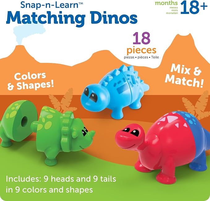 Learning Resources Snap-n-Learn Matching Dinos - Dinosaur Toys, Mini Plastic Figures, Sensory Bin, Toddler Travel Games, Shape Sorter, Preschool, Fine Motor Skills, Montessori Counting - Image 6