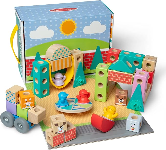 Melissa & Doug Blockables Town Connectable Wooden Building Blocks by Unknown