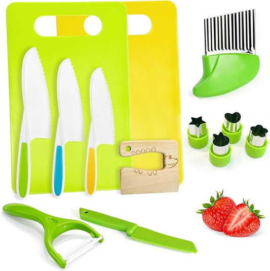 13 Pcs Kids Knife Set for Real Cooking Safe Kitchen Tools for Ages 4+ by Chanking
