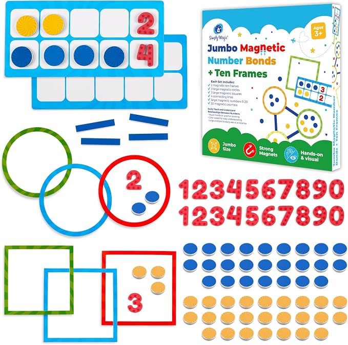 82 PCS Jumbo Magnetic Number Bonds and Magnetic Ten Frames Set Simply Magic by SimplyMagic