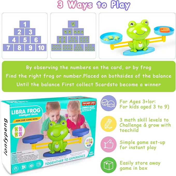 Frog Balance Counting Toys, Cool Math Learning Games for Boys and Girls, Educational Number Preschool Toy, Fun Children's Gift STEM Math Games for Kids Age 3+ (63 PCS) - Image 6