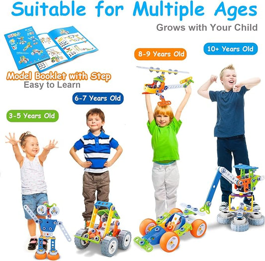 10 in 1 STEM Toys for 4 5 6 7 8+ Year Old Boy Girl Birthday Gifts Building Toys for Kids Ages 4-8 5-7 6-8 Educational Learning Stem Activities for Boys 3-5 4-6 8-10 Creative Games Valentine Idea Gift