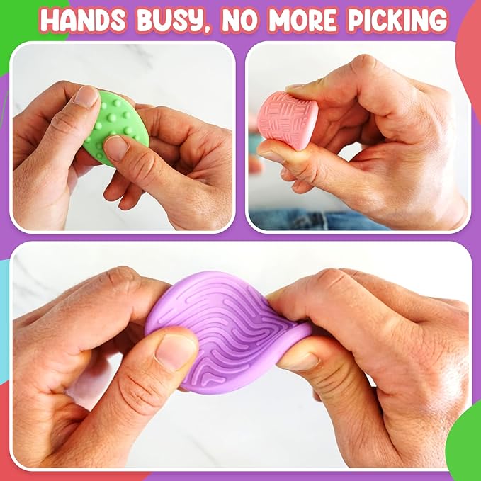 SENSORY4U Sensory Stones & Textured Slap Bracelets – 12-Pack Silicone Fidget Toys for Kids & Adults – Calming Stress Relief Set for Focus, Autism, ADHD, Classroom, Office & Travel