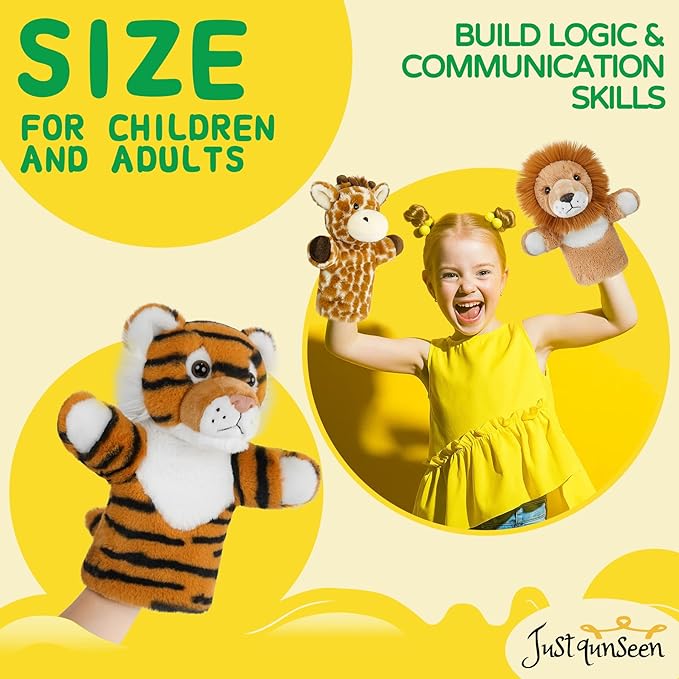 Hand Puppet Realistic Plush Wild Cat Toy Preschool Education Classroom Supplies Stuffed Large Safari Animal Interactive Role Play Tiger Puppet
