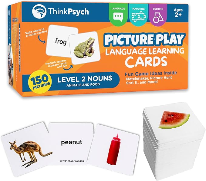 ThinkPsych Level 2 Nouns Flash Cards - 150 Picture Cards for Speech Therapy by ThinkPsych