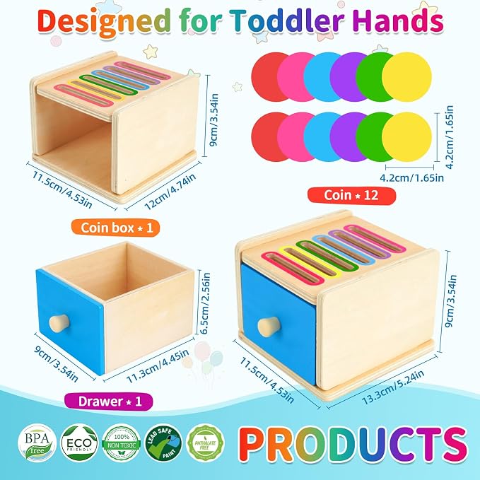 FCSONU Toddlers Montessori Coin Box Toys for 1 2 3 Year Old Boys Girls Baby - Image 5