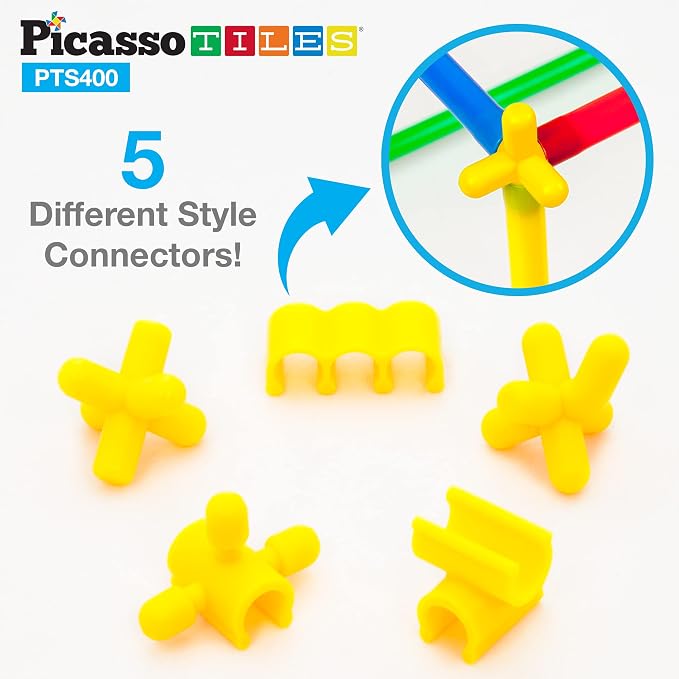 PicassoTiles 400 Piece Straws and Connectors, STEM Construction Set Ages 3+ - Image 4