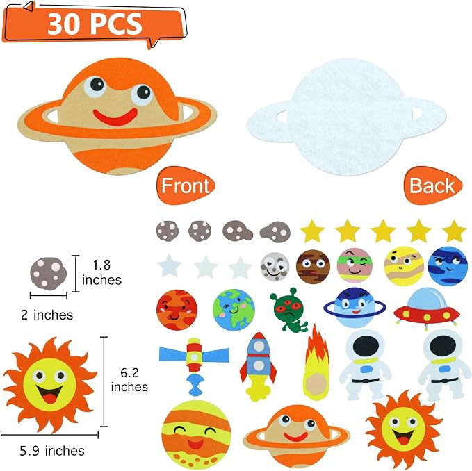 BXI 30 Pcs Universe Felt Board Story Pieces Set for Toddlers, Preschool & Kindergarten, Precut Felt Marine Life Figures for Preschool Crafts Activity Early Learning Storytelling - Image 2