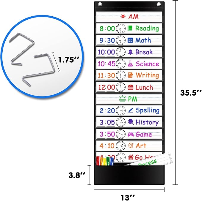 Daily Schedule Pocket Chart, Visual Schedule for Kids, Black - Image 4